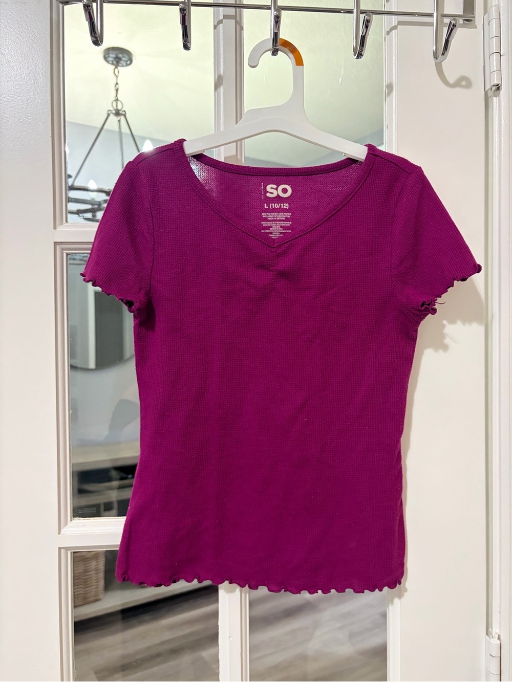 SO Girls Ribbed V-Neck Short Sleeve Tee